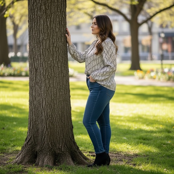 Calvin Klein Snake Print Blouse Size 3X - Picture 2 of 11